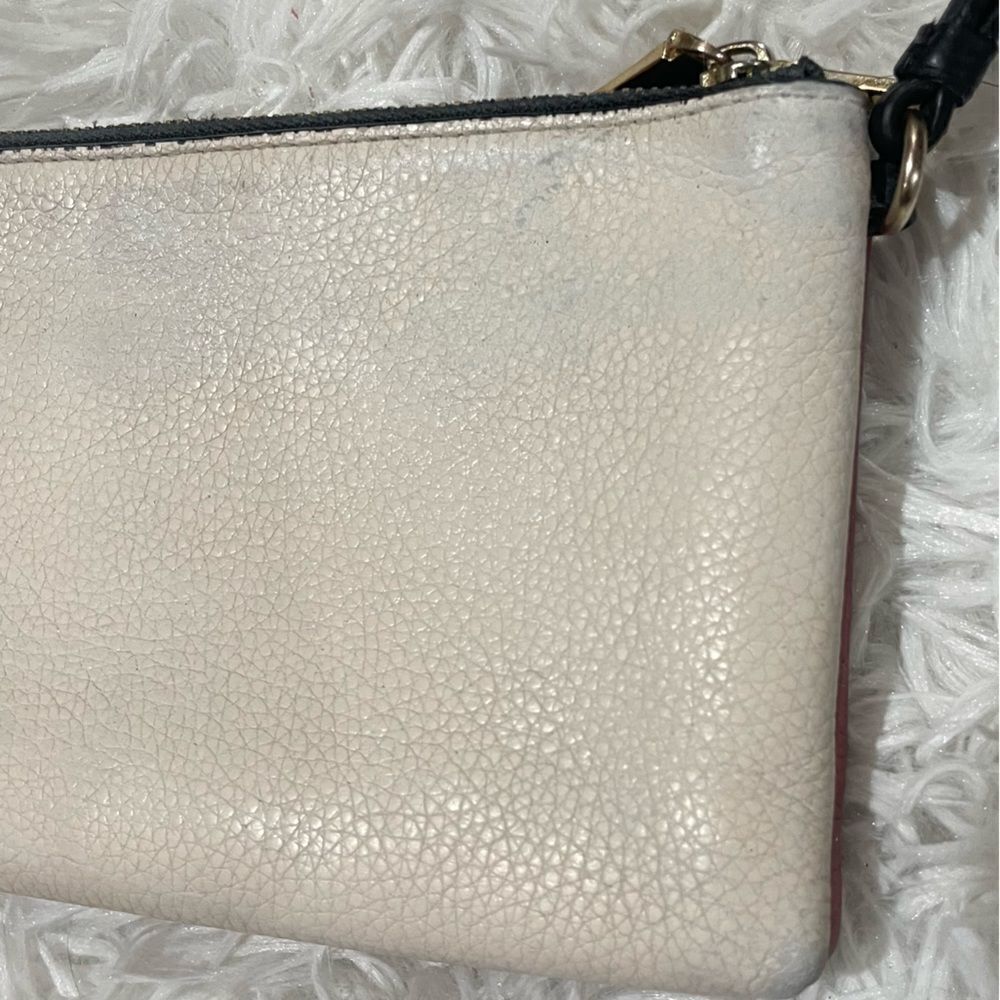 Coach Color Block Rouge Creme Pebbled Leather Large Double Zip Wristlet Clutch - Picture 16 of 16